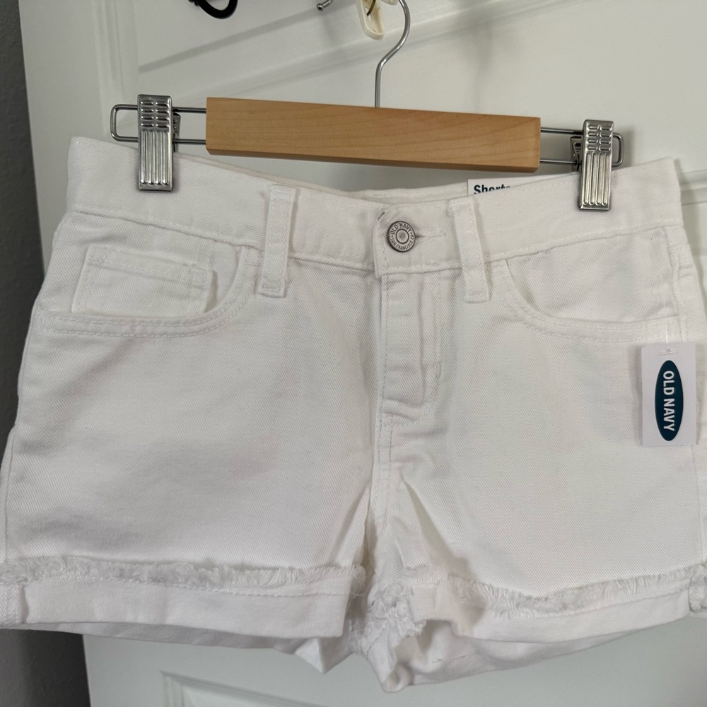 Old Navy Girls White Jean Shorts Distressed Hem Casual